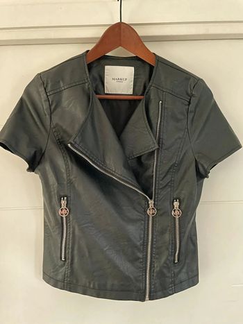Perfecto cuir noir manches courtes S