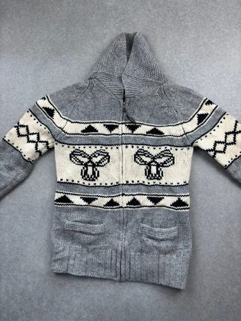 Pull coogi style gilet vintage à motif 100% laine d’agneau gris