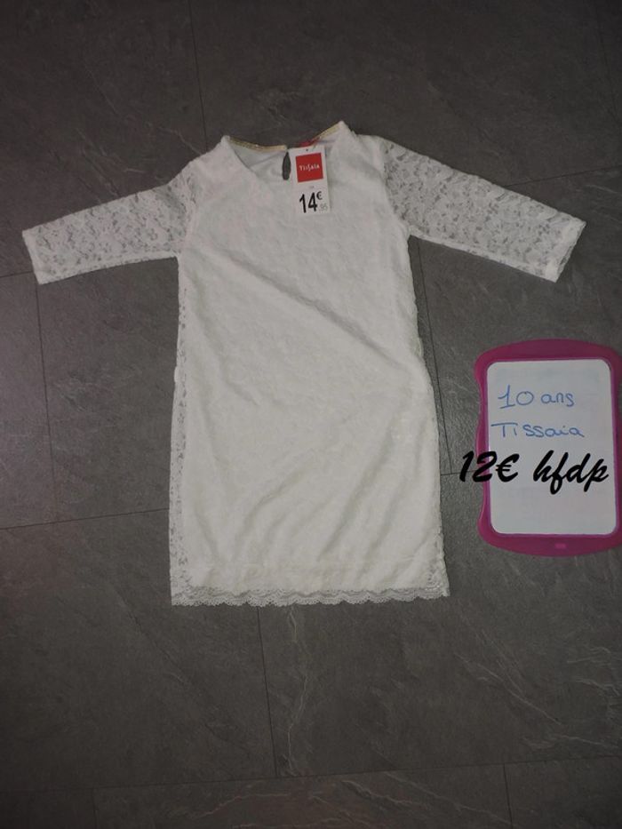 robe blanche tissaia taille 10 ans