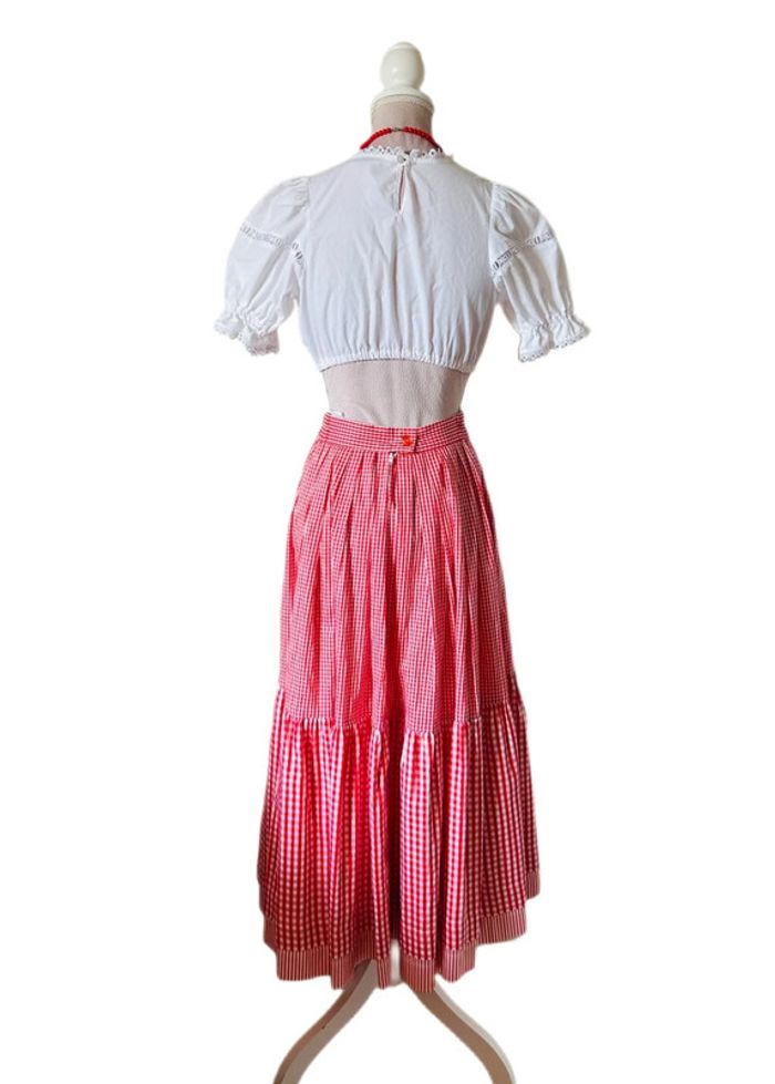 🍒Longue jupe vintage carreaux vichy à volants champêtre cottagecore gingham ruffled long skirt🍒 - photo numéro 3