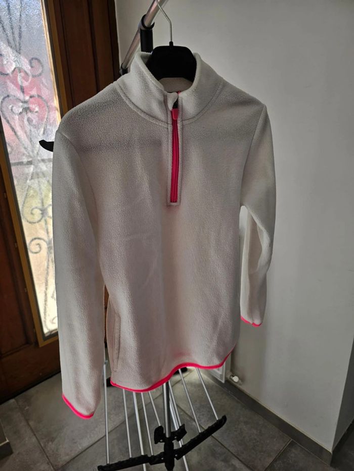 Pull polaire zip blanc/ rose fille 10 ans - photo numéro 3