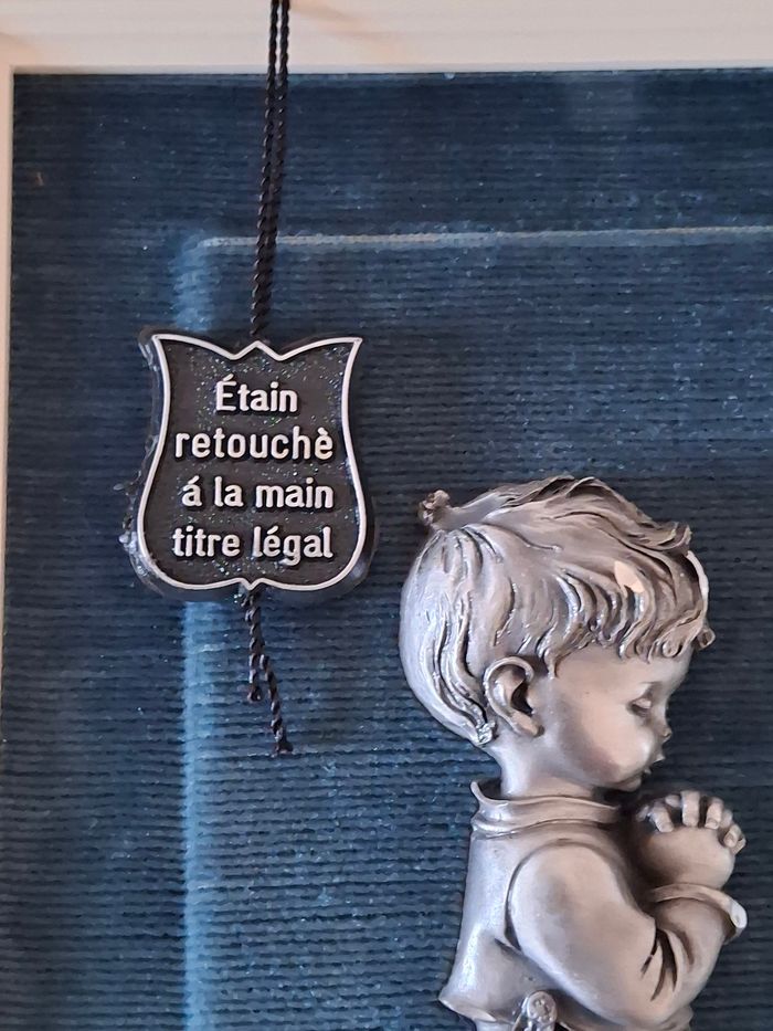 Cadre avec sujet garçon en étain - photo numéro 4