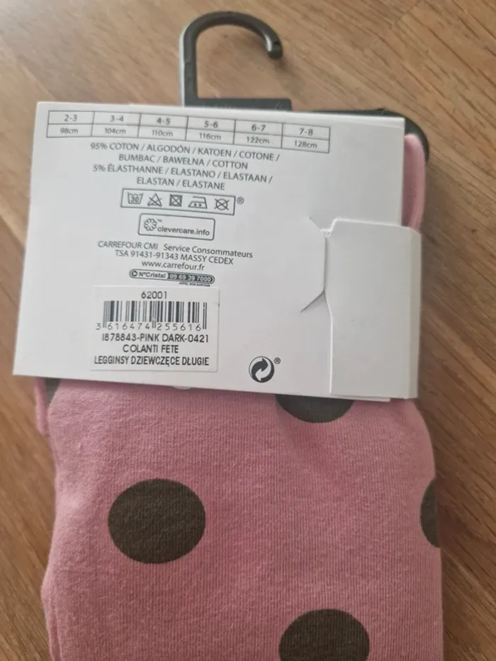 Legging Neuf Tex rose avec pois - photo numéro 3