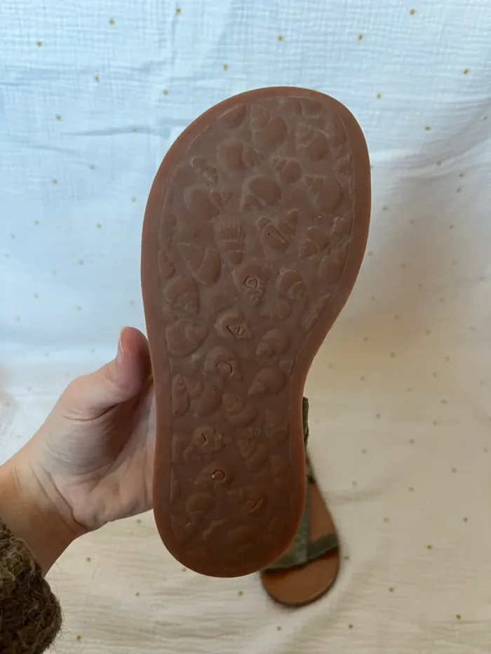 Sandales Pom d’Api – Taille 30 – Cuir & daim kaki - photo numéro 6