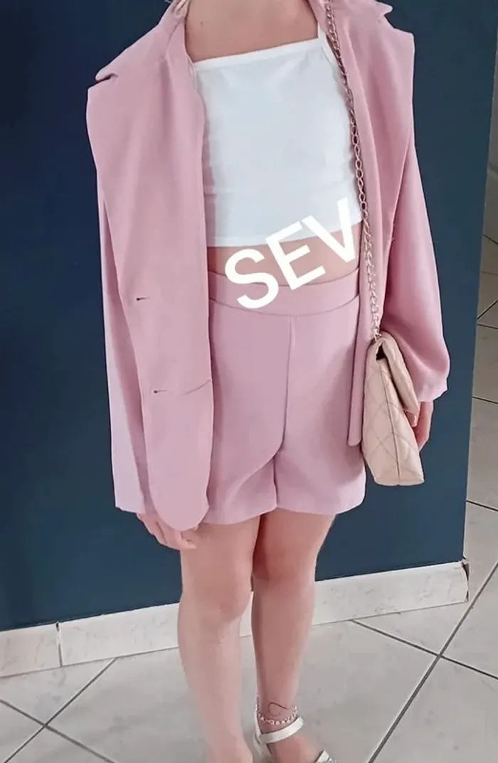Ensemble shein 7 ans veste short rose - photo numéro 4