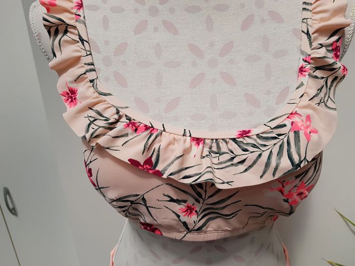 Maillot De Bain Avec Volant Et Fleurs Abricot Rose - photo numéro 3