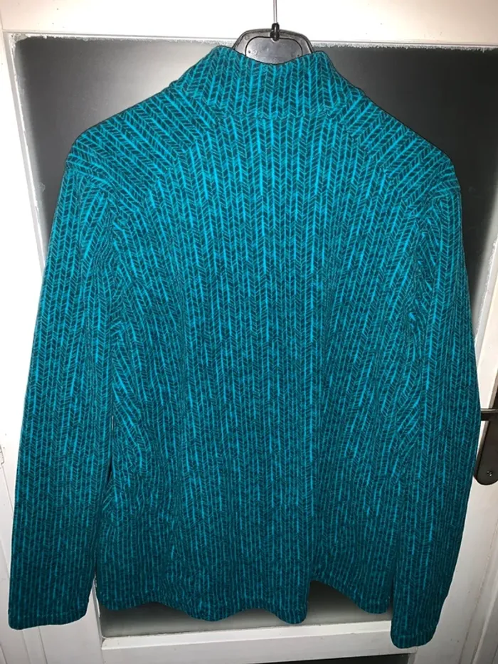 Veste zippée 2xl bleu turquoise motif texturé vintage - photo numéro 2