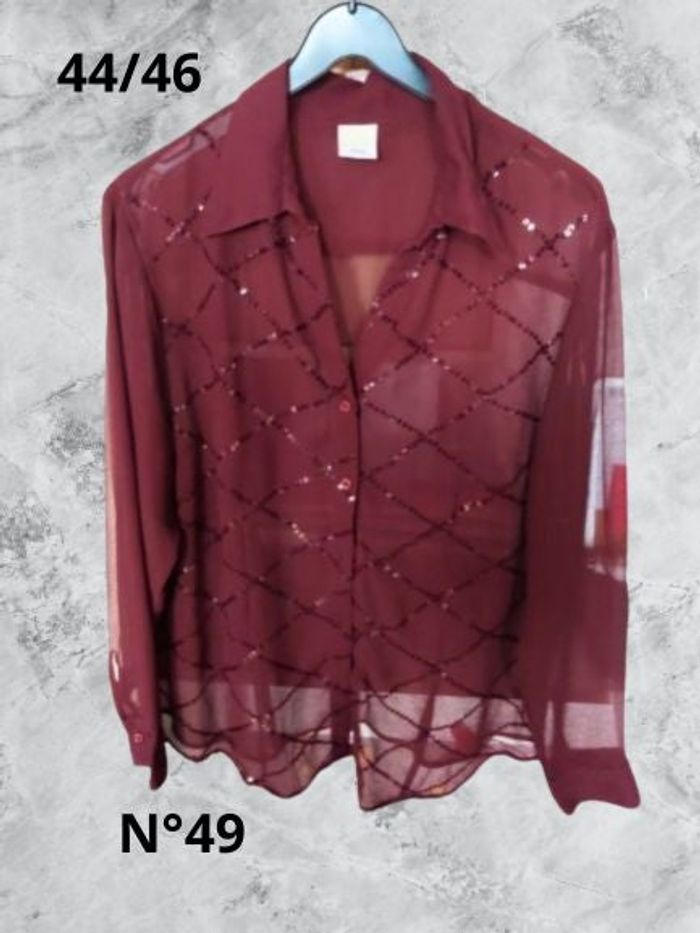N°49 Chemise bordeaux transparente T44/46. M&S Mode.