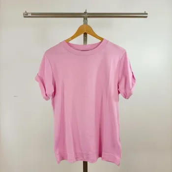 T-shirt rose uni Topshop manches courtes basique casual taille 38/40 coton A1341