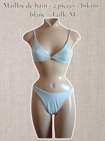 Maillot de bain - 2 pièces - bikini - blanc - Taille M