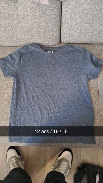 T-shirt bleu/gris uni