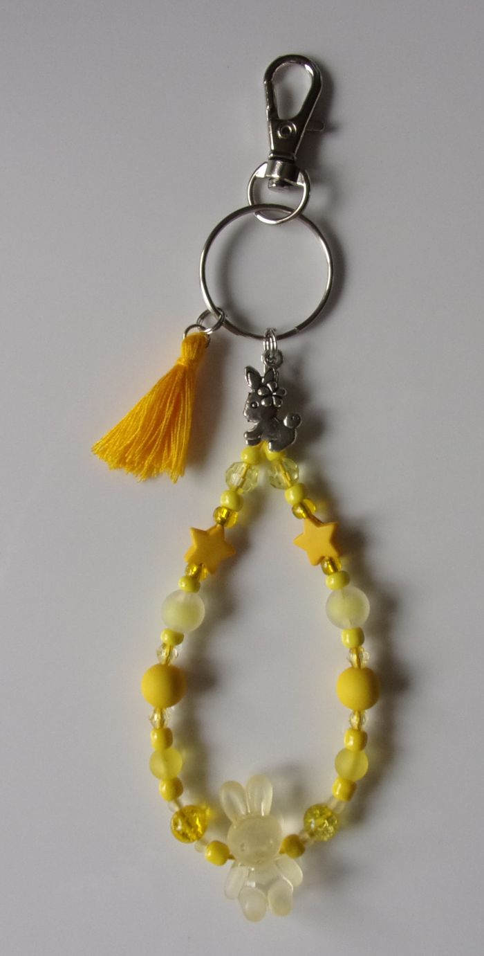 Porte clé ou Déco de sac à main lapin givré Jaune 2