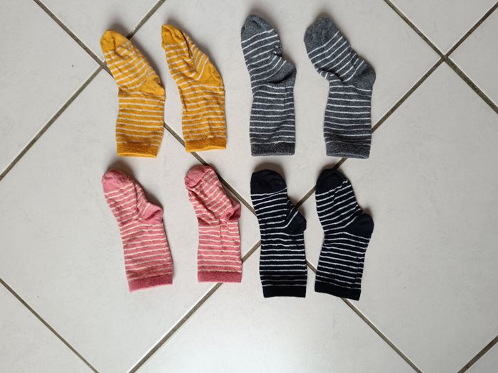 Lot de paire de chaussettes filles rayures et paillettes vertbaudet taille 27 30 - photo numéro 2