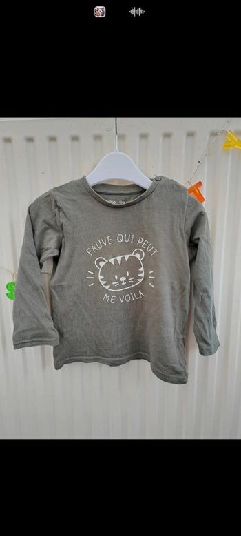 Tee shirt vert ML 24 mois Gémo