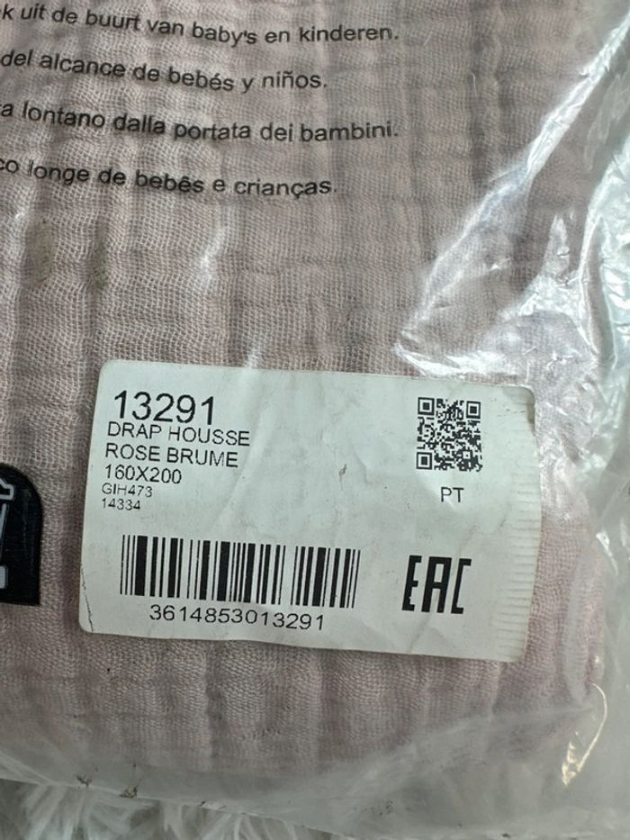 Draps housse et taie d’oreiller en gaze de coton rose la redoute - photo numéro 4