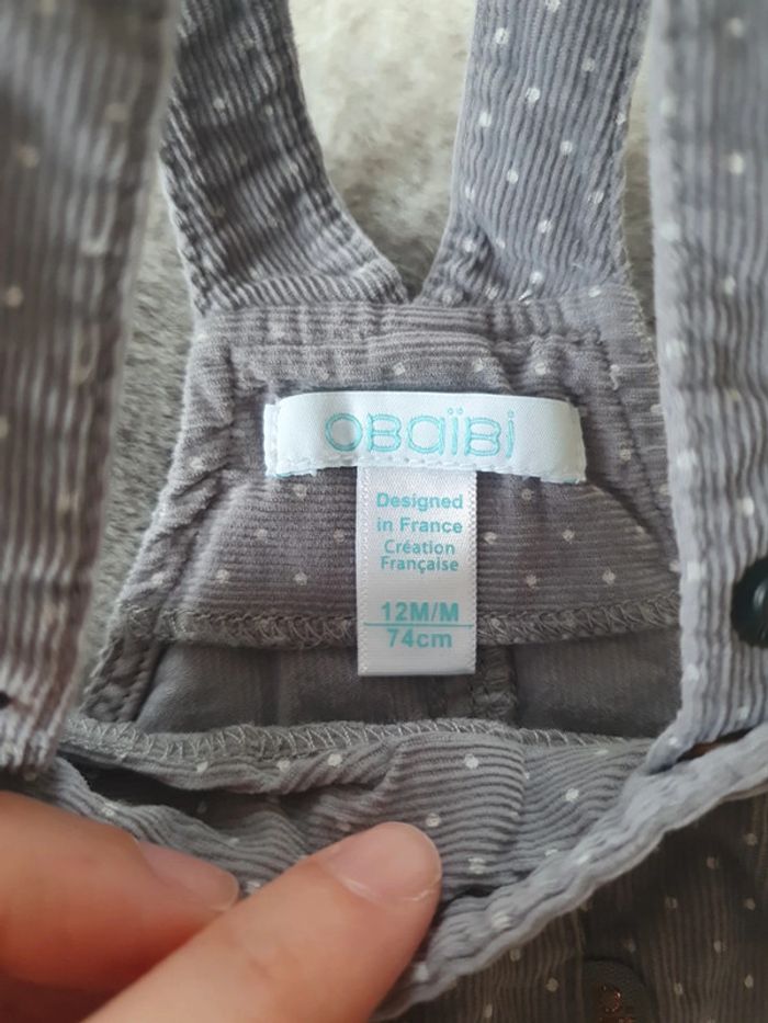 Robe salopette grise Obaïbi 12 mois - photo numéro 2