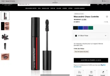 Mascara Shiseido Noir : MascaraInk Chaos Contrôle