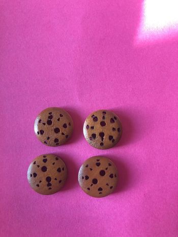 Lot 4 boutons ronds bois 15mm