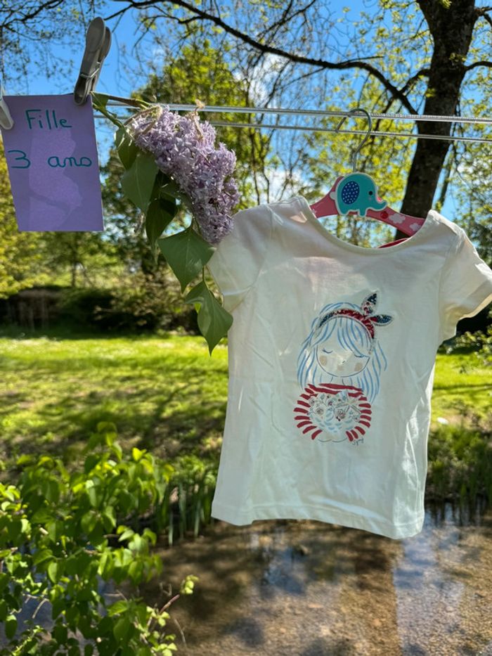 Magnifique t-shirt manches courtes 3 ans sergent major fille noeud dos neuf avec étiquette - photo numéro 2