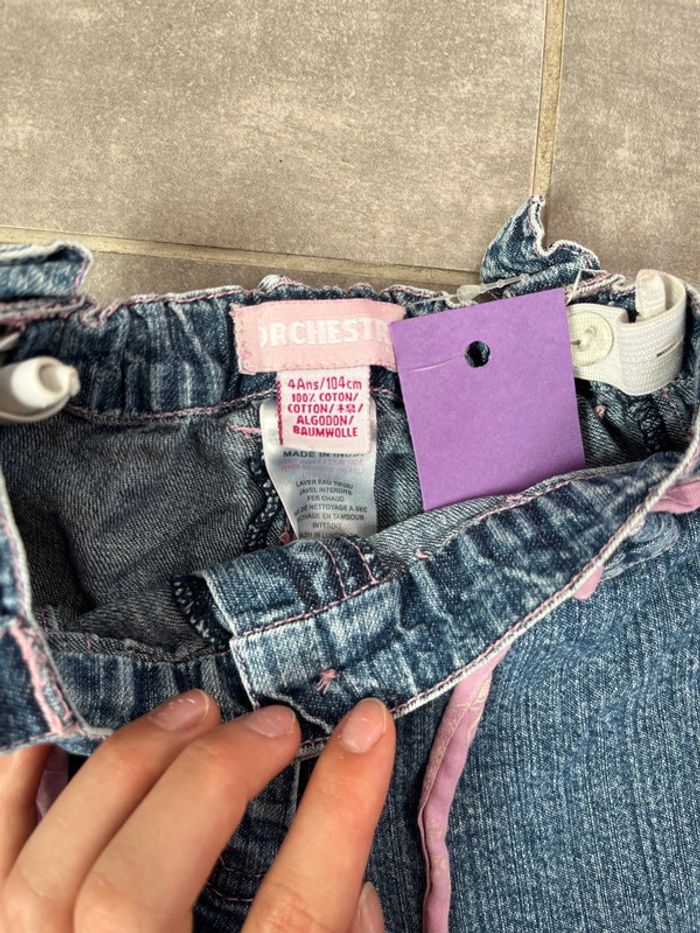 Pantalon en jean bleu et rose orchestra 4 ans - photo numéro 2