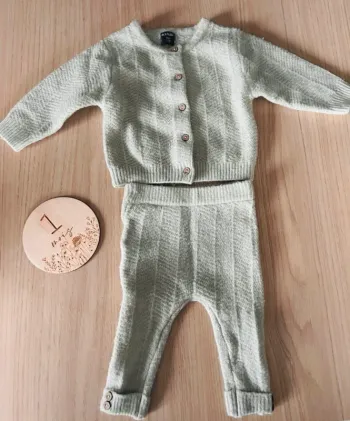 Ensemble laine vert d’eau fille