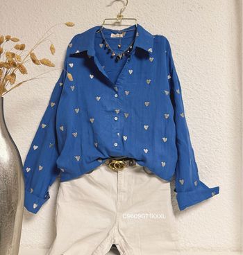 Blouse bleue royal cœur doré 💛 taille XXXL 🌸