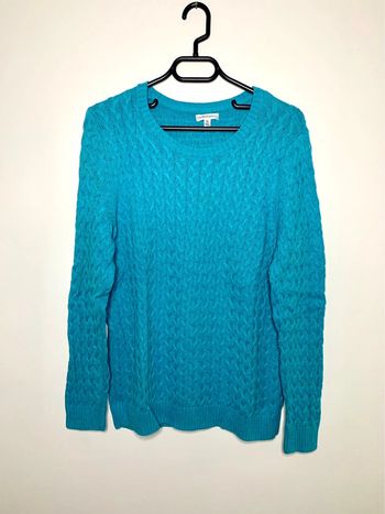 Pull Croft & Barrow bleu cable knit vintage taille XL