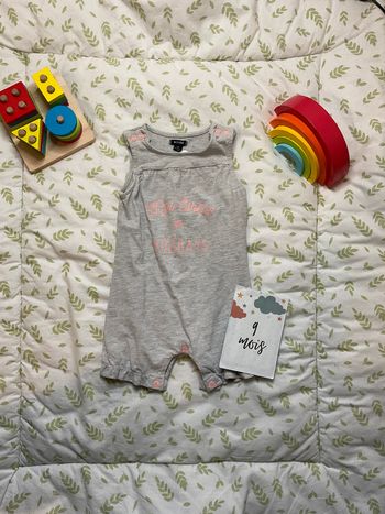 combishort en coton gris 9 mois kiabi
