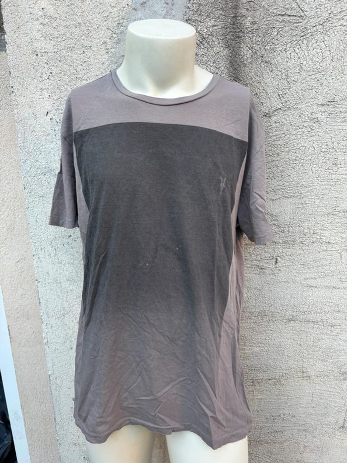Tee-shirt AllSaints Homme XL – Bicolore taupe  & Noir, Logo Brodé
