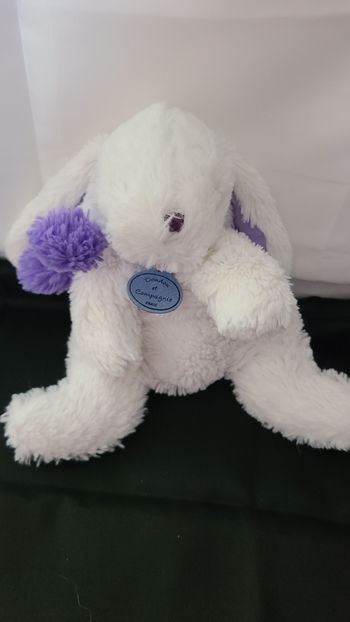 Doudou et compagnie lapin blanc violet Pompon
