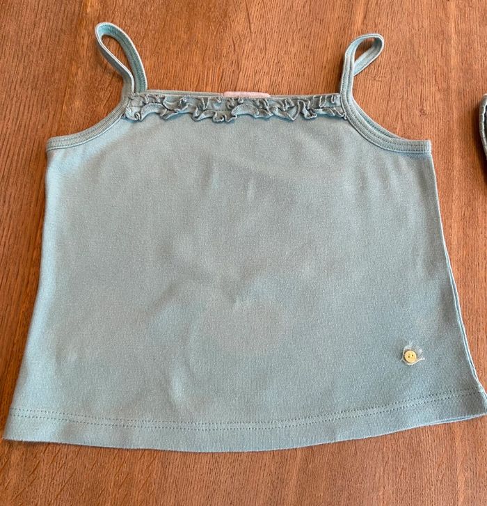 Duo de tee-shirt et débardeur Jacadi taille 6 ans vert et turquoise - photo numéro 2