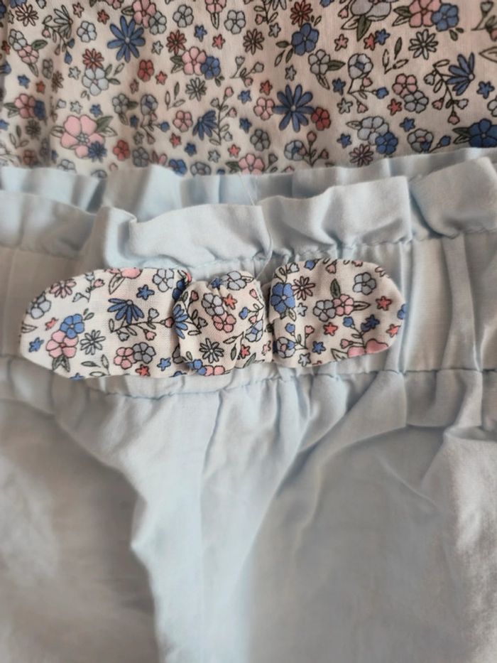 Ensemble 3 pièces bleu ciel Liberty Kiabi : blouse, short et chapeau 2 ans 24 mois - photo numéro 4