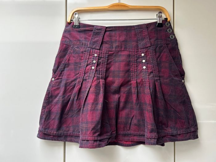 Jupe bordeaux à carreaux Camaïeu - Taille 38