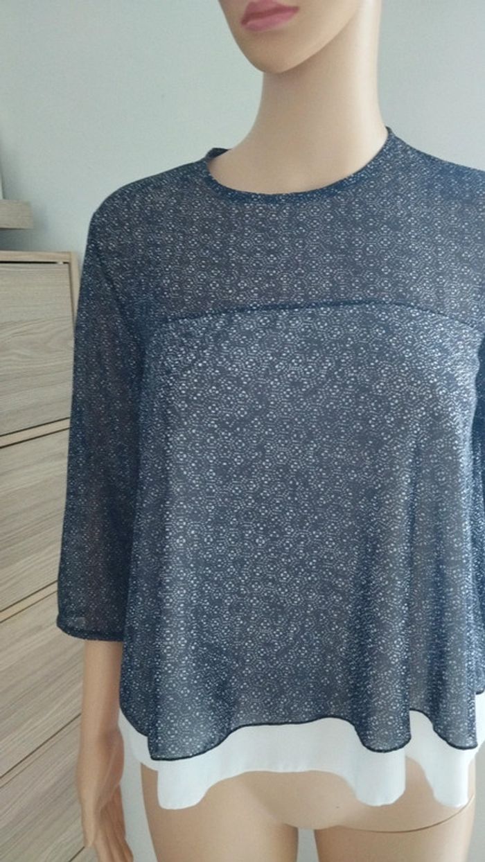 Blouse noire et blanche femme taille s - photo numéro 3