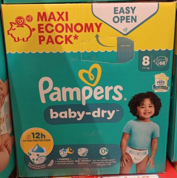 1 Carton de 68 couches Pampers baby-dry Taille 8 - Maxi-Ecopack 