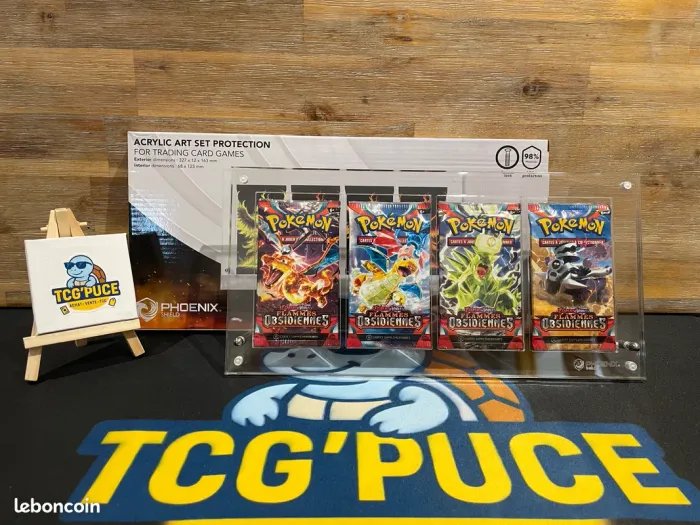 Phoenix Shield - Protection Acrylique pour 4 Boosters POKEMON (Fermeture Magnétique)