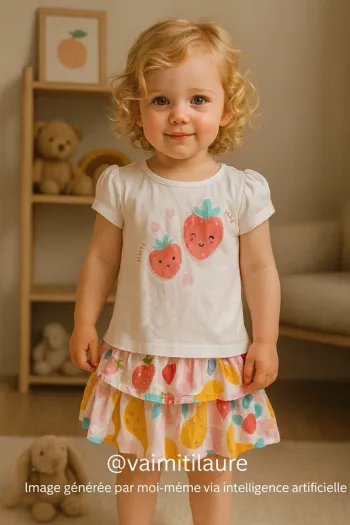 Ensemble fille Fagottino – t-shirt + jupe – taille 24-30 mois