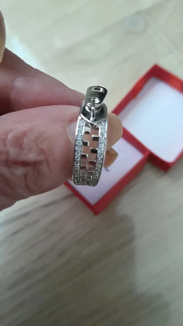 Bague fermeture éclair, couleur argentée, taille 60 - photo numéro 4