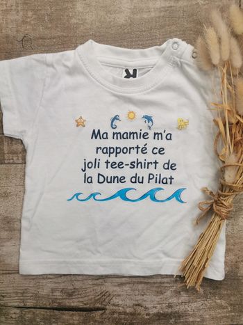 🌺Teeshirt bébé blanc 6mois dune du pilat bassin d'arcachon
