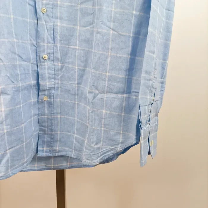Chemise à carreaux bleu ciel Oliver Grant Easy Line taille 3 col boutonné A890 - photo numéro 5