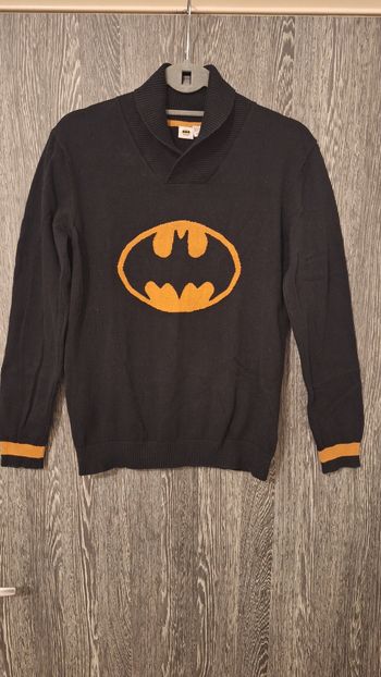 Pull en mailles fines col châle côtelé Batman