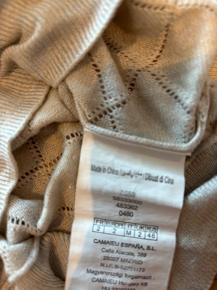 Haut manches 3/4 beige doré gamme camaïeu taille 38 - photo numéro 2