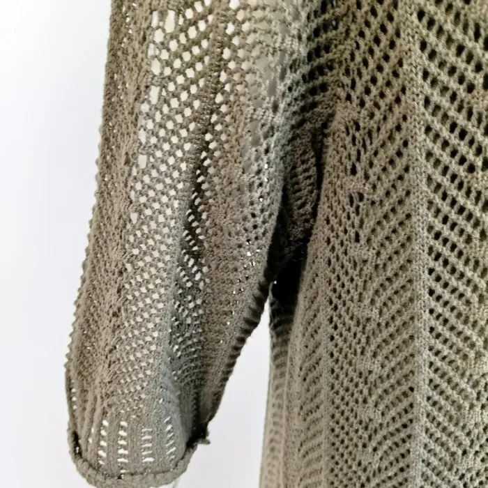 Robe kaki ajourée en maille crochet style bohème avec fond de robe intégré – T.M estimée A923 - photo numéro 5