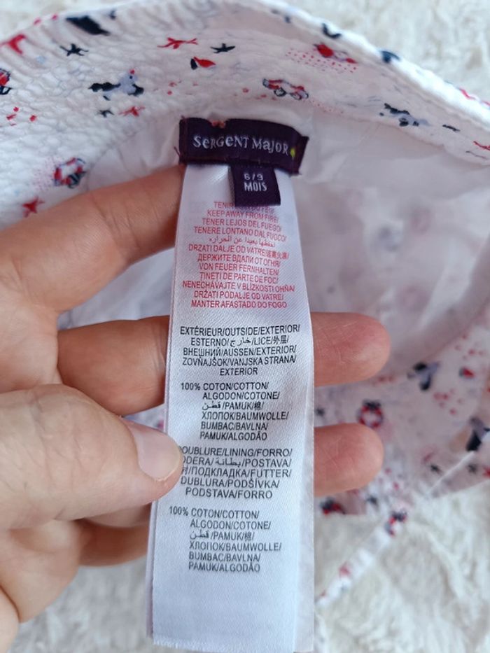 Ensemble 5 pièces (robe+boomer+tee shirt+gilet+chapeau) Fille 6 mois oiseau mer Sergent major - photo numéro 17