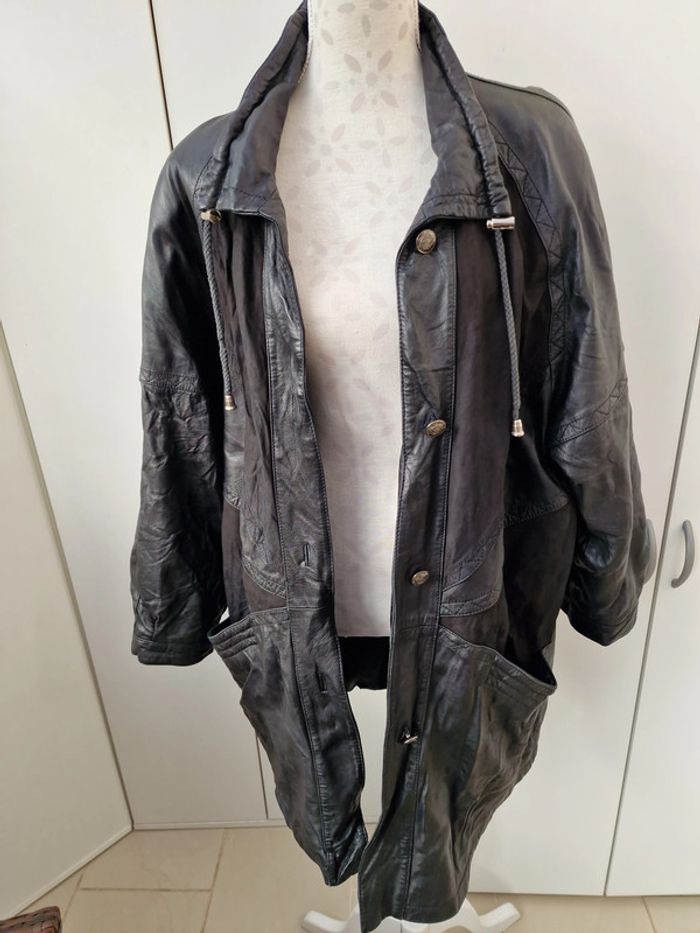 Veste Vintage Cuir Noir