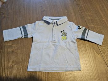 Polo manches longues bleu clair Mickey 6mois