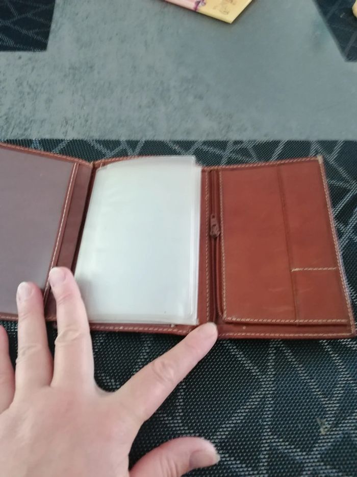 Portefeuille en cuir marron me champagne tbe - photo numéro 6