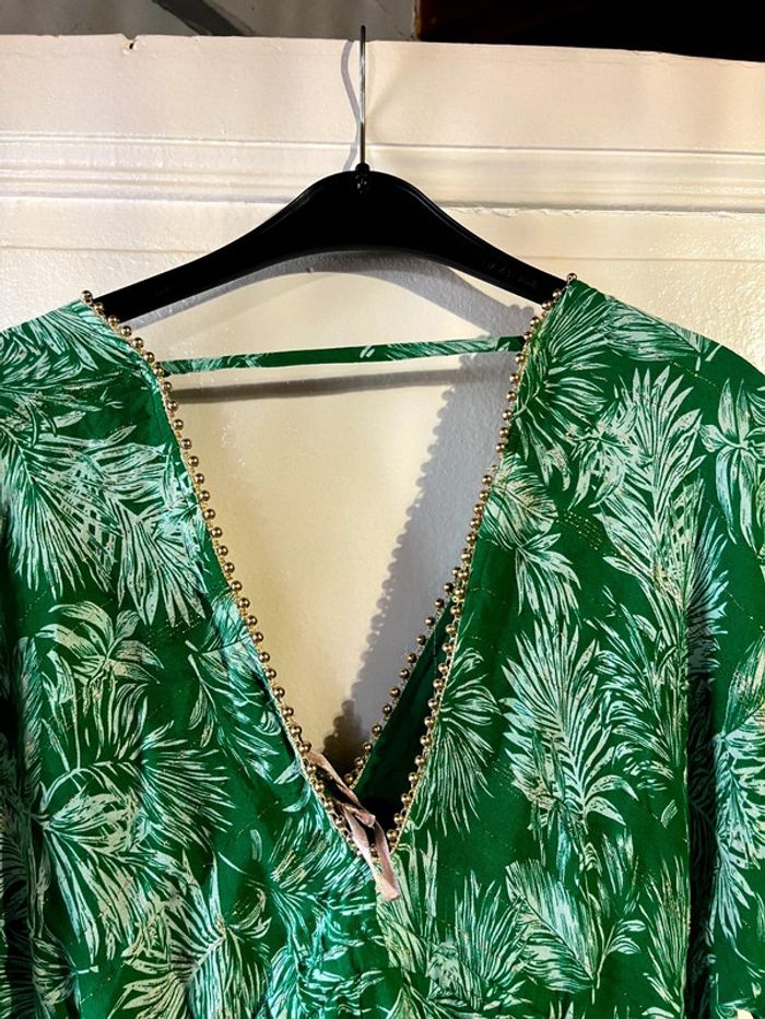 Robe femme goa fleurie verte neuve taille L - photo numéro 5