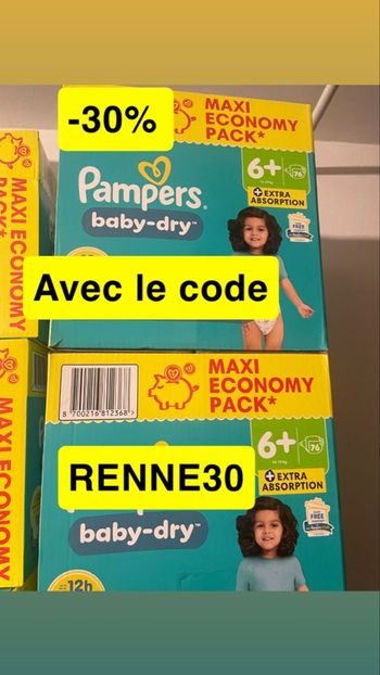 Deux cartons de couches taille 6+