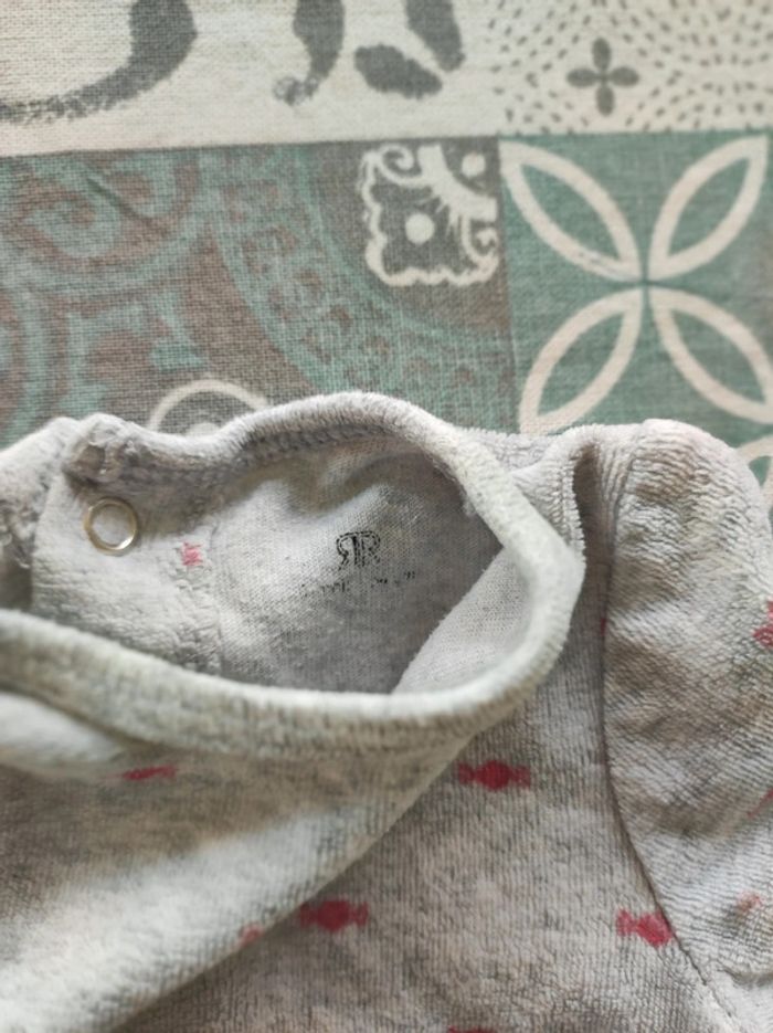 Pyjama velour gris La Redoute 1 mois - photo numéro 3